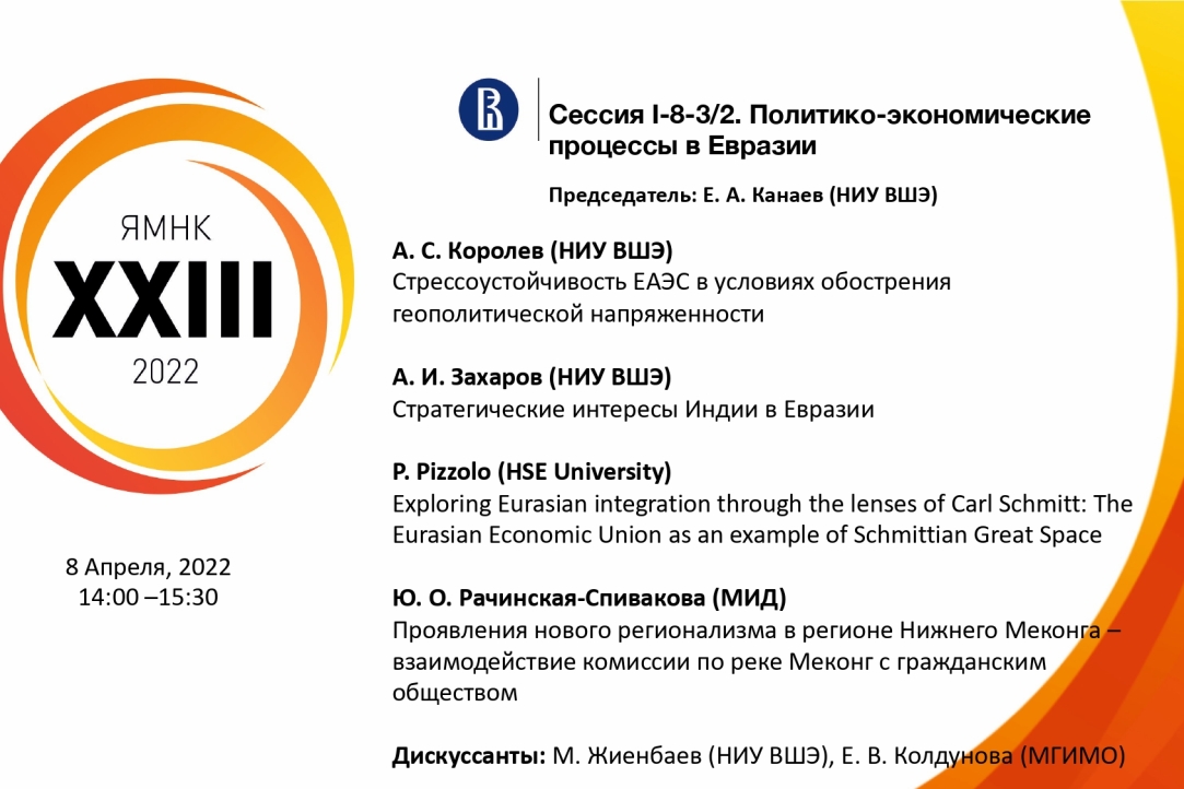 Сессия ЯМНК. «Политико-экономические процессы в Евразии» (08.04.2022)